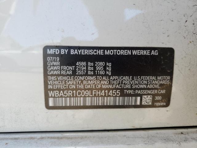 WBA5R1C09LFH41455 - 2020 BMW 330I WHITE photo 12
