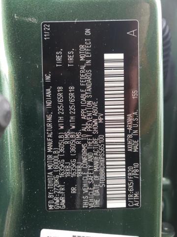 5TDBBRCHXPS565100 - 2023 TOYOTA HIGHLANDER HYBRID LE GREEN photo 13