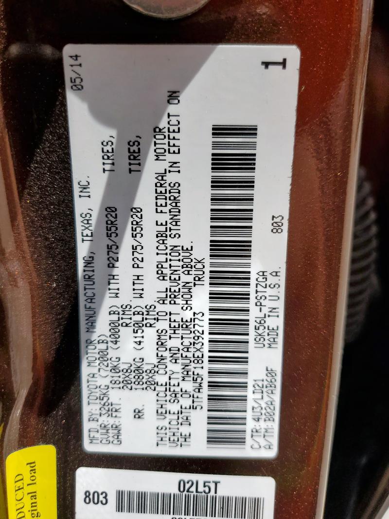 5TFAW5F18EX392773 - 2014 TOYOTA TUNDRA CREWMAX PLATINUM BROWN photo 13