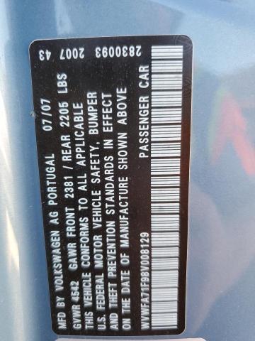 WVWFA71F98V008129 - 2008 VOLKSWAGEN EOS LUX 蓝色 照片 12