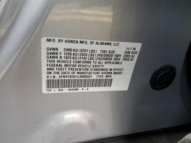 5FNYF8H51LB000501 - 2020 HONDA PASSPORT EXL თეთრი ფოტო 14