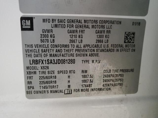 LRBFX1SA3JD081280 - 2018 BUICK ENVISION ESSENCE WHITE photo 13