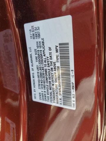 5FNRL6H9XKB060358 - 2019 HONDA ODYSSEY ELITE Burdeos foto 12