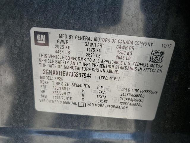 2GNAXHEV7J6237944 - 2018 CHEVROLET EQUINOX LS Темно-сірий фото 12