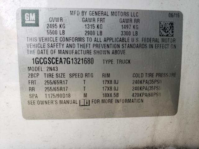 1GCGSCEA7G1321680 - 2016 CHEVROLET COLORADO LT WHITE photo 12