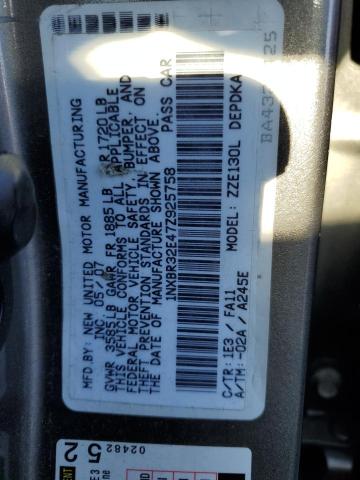 1NXBR32E47Z925758 - 2007 TOYOTA COROLLA CE GRAY photo 12