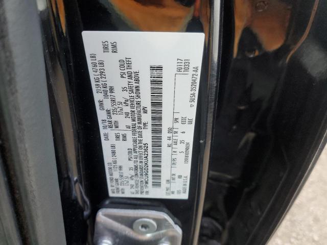 1FMCU9GD2KUA23625 - 2019 FORD ESCAPE SE Чорний фото 12