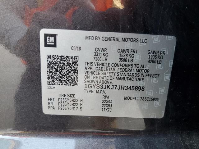 1GYS3JKJ7JR345898 - 2018 CADILLAC ESCALADE ESV PREMIUM LUXURY GRAY photo 13