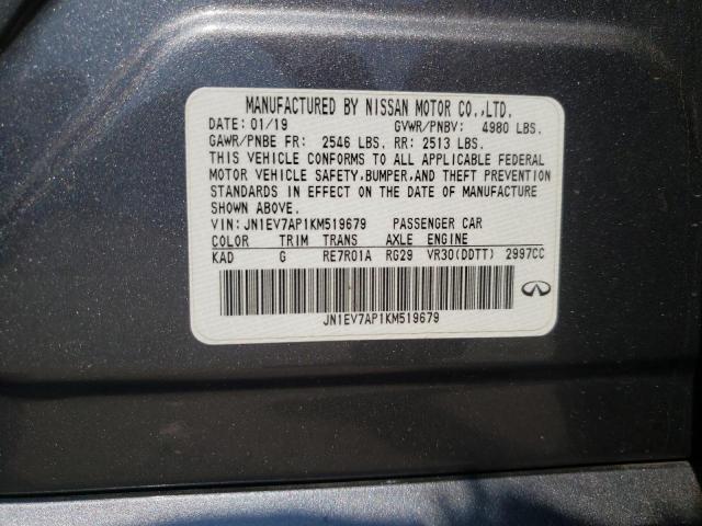 JN1EV7AP1KM519679 - 2019 INFINITI Q50 LUXE CHARCOAL photo 12