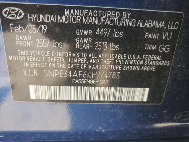 5NPE34AF6KH774783 - 2019 HYUNDAI SONATA LIMITED ლურჯი ფოტო 13