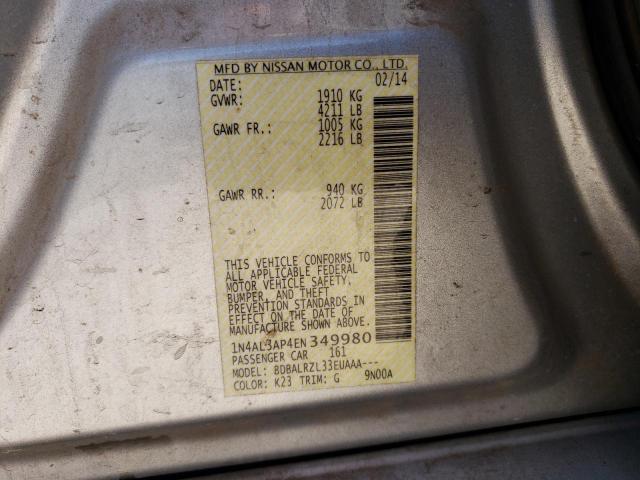 1N4AL3AP4EN349980 - 2014 NISSAN ALTIMA 2.5 SILVER photo 13