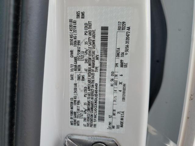 1FMCU0GX8DUB46449 - 2013 FORD ESCAPE SE WHITE photo 12