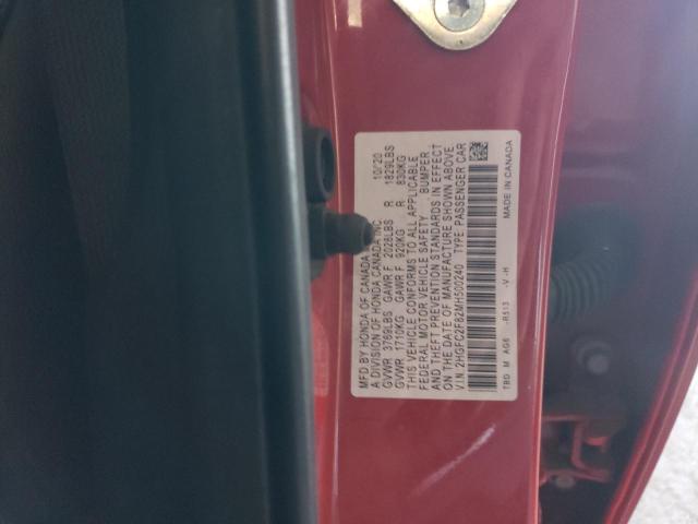 2HGFC2F82MH500240 - 2021 HONDA CIVIC SPORT წითელი ფოტო 12