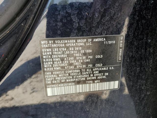 1V2YR2CA5KC519523 - 2019 VOLKSWAGEN ATLAS SE Siyah fotoğraf 13