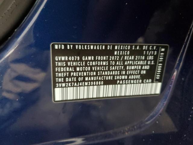3VW2K7AJ4EM396860 - 2014 VOLKSWAGEN JETTA BASE BLUE photo 12