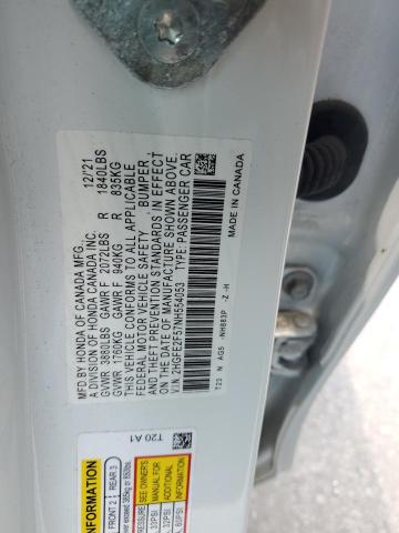 2HGFE2F57NH554053 - 2022 HONDA CIVIC SPORT 白色 照片 12