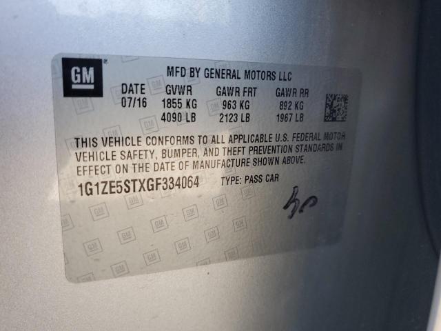 1G1ZE5STXGF334064 - 2016 CHEVROLET MALIBU LT SILVER photo 12