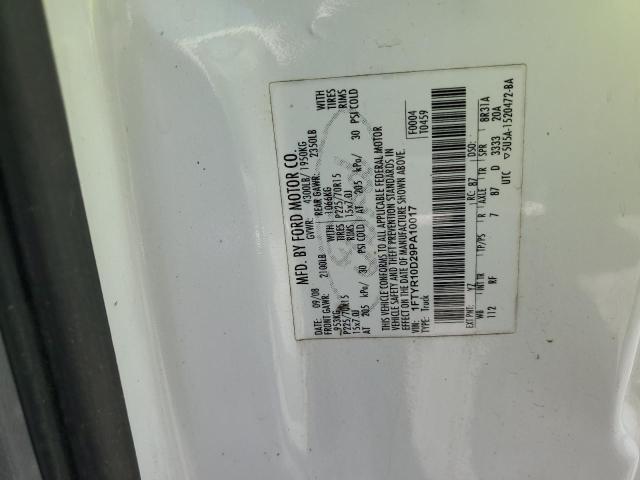 1FTYR10D29PA10017 - 2009 FORD RANGER WHITE photo 12