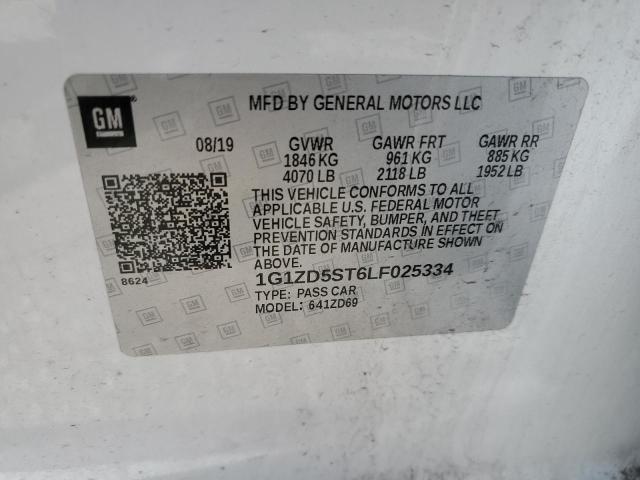 1G1ZD5ST6LF025334 - 2020 CHEVROLET MALIBU LT WHITE photo 12