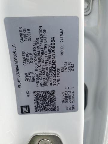 1GCGSBEN2N1209654 - 2022 CHEVROLET COLORADO WHITE photo 12