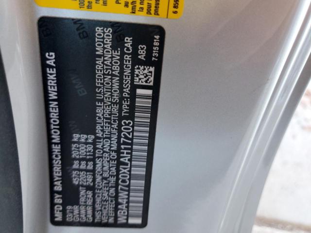 WBA4W7C0XLAH17203 - 2020 BMW 440I SILVER photo 12