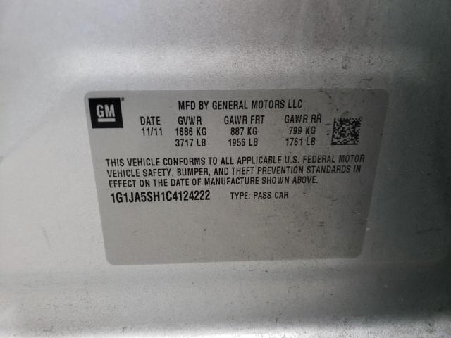 1G1JA5SH1C4124222 - 2012 CHEVROLET SONIC LS 灰色 照片 12