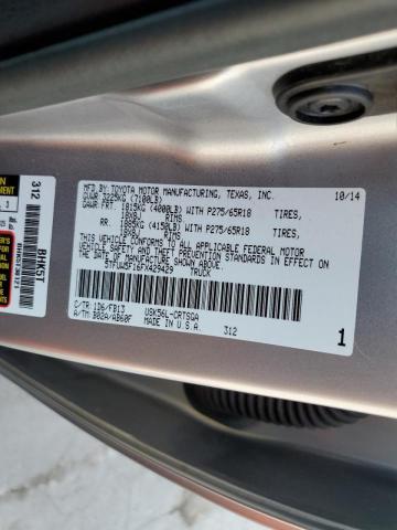 5TFUW5F16FX429429 - 2015 TOYOTA TUNDRA DOUBLE CAB SR/SR5 SILVER photo 12