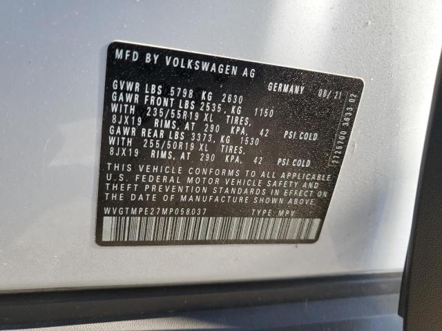 WVGTMPE27MP058037 - 2021 VOLKSWAGEN ID.4 PRO S თეთრი ფოტო 12