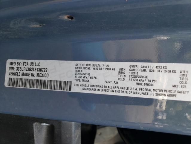 3C6URVJG2LE136729 - 2020 RAM PROMASTER 3500 HIGH 蓝色 照片 13