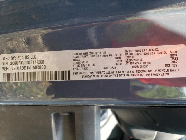 3C6URVJG3LE144208 - 2020 RAM PROMASTER 3500 HIGH ლურჯი ფოტო 14