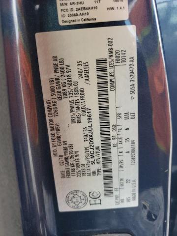 5LMCJ2D9XJUL19617 - 2018 LINCOLN MKC SELECT Կապույտ լուսանկար 13