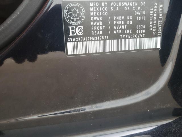 3VW2K7AJ7FM347573 - 2015 VOLKSWAGEN JETTA BASE შავი ფოტო 12