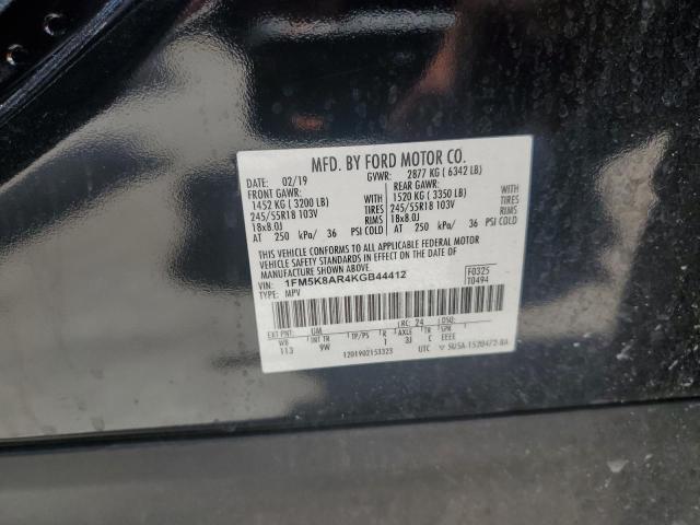 1FM5K8AR4KGB44412 - 2019 FORD EXPLORER POLICE INTERCEPTOR 黑色 照片 12