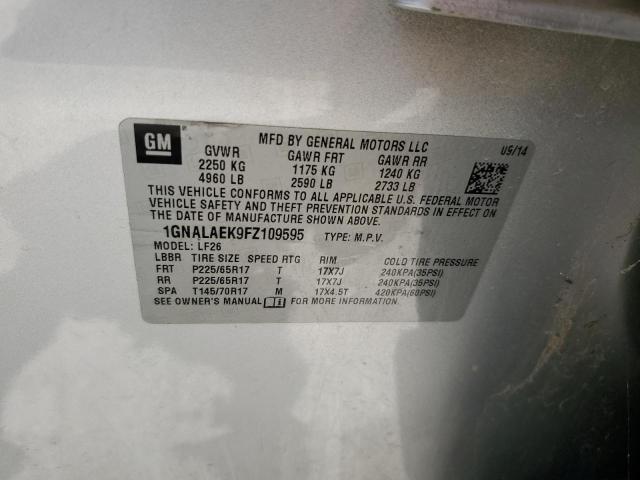 1GNALAEK9FZ109595 - 2015 CHEVROLET EQUINOX LS 银色 照片 13