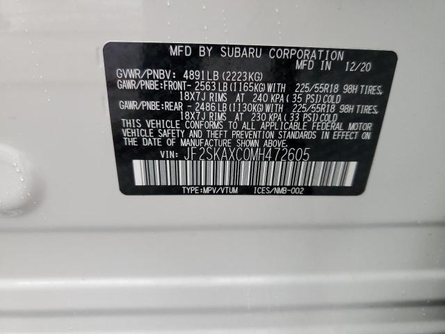 JF2SKAXC0MH472605 - 2021 SUBARU FORESTER TOURING 白色 照片 13