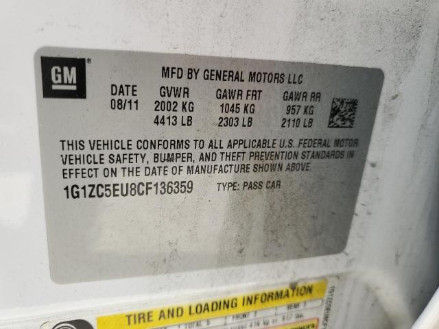 1G1ZC5EU8CF136359 - 2012 CHEVROLET MALIBU 1LT Biały zdjęcie 10