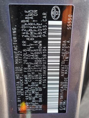 4T1G11AK8PU758104 - 2023 TOYOTA CAMRY SE NIGHT SHADE GRAY photo 12