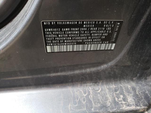 3VW1K7AJ4EM363370 - 2014 VOLKSWAGEN JETTA BASE Gris photo 12