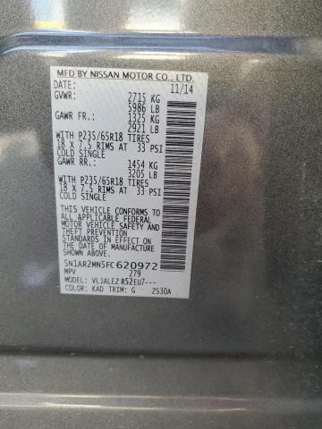 5N1AR2MN5FC620972 - 2015 NISSAN PATHFINDER S GRAY photo 13