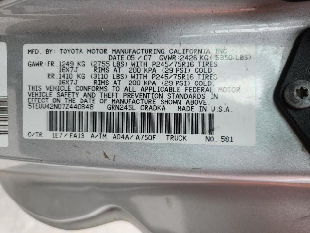 5TEUX42N06Z215139 - 2006 TOYOTA TACOMA ACCESS CAB SILVER photo 12