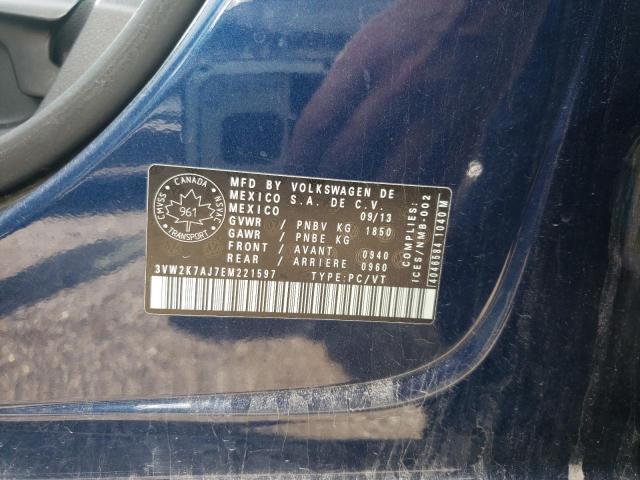 3VW2K7AJ7EM221597 - 2014 VOLKSWAGEN JETTA BASE 蓝色 照片 12
