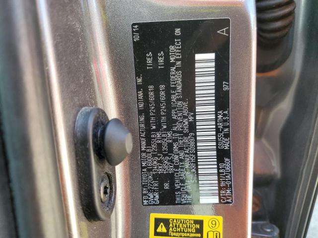 5TDJKRFH5FS098979 - 2015 TOYOTA HIGHLANDER XLE GRAY photo 13