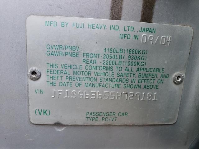 JF1SG63655H729181 - 2005 SUBARU FORESTER 2.5X SILVER photo 13