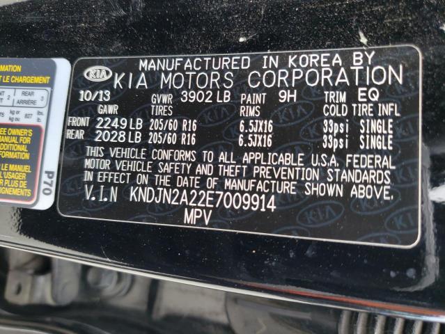 KNDJN2A22E7009914 - 2014 KIA SOUL BLACK photo 13