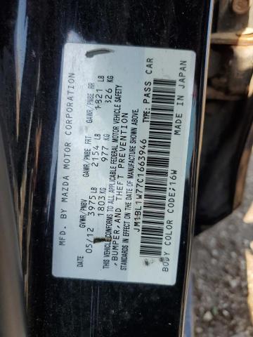 JM1BL1W77C1663946 - 2012 MAZDA 3 I BLACK photo 12