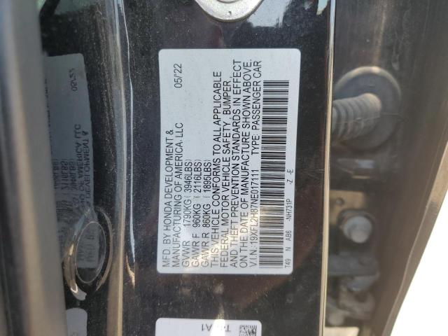 19XFL2H87NE017111 - 2022 HONDA CIVIC SPORT BLACK photo 13