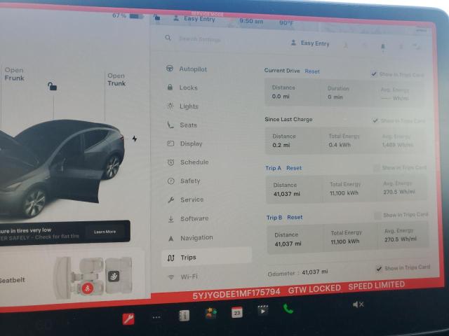 5YJYGDEE1MF175794 - 2021 TESLA MODEL Y ნაცრისფერი ფოტო 9