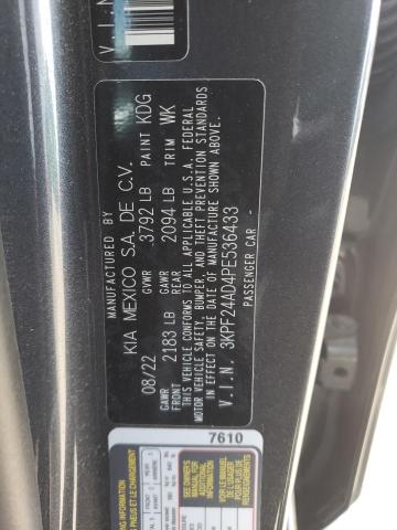 3KPF24AD4PE536433 - 2023 KIA FORTE LX GRAY photo 12