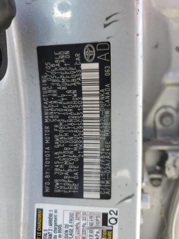 2T1KR32E95C551503 - 2005 TOYOTA COROLLA MA XR SILVER photo 12