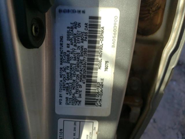 4T1BE32K83U771583 - 2003 TOYOTA CAMRY LE SILVER photo 10